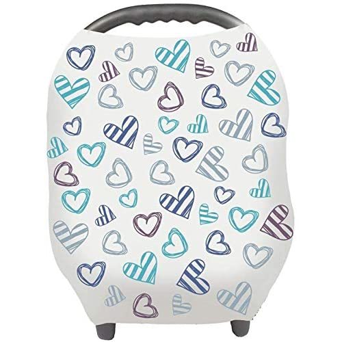 Nursing Cover Breastfeeding Scarf - Baby Car Seat Covers, Infant Stroller Cover, Carseat Canopy for Girls and Boys by YOOFOSS (Blue Heart)