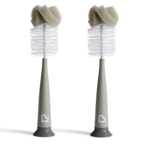 Munchkin Sponge Bottle Brush, Grey/Sage, 2 Count (Pack of 1)