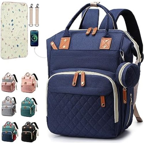Diaper Bag Backpack Baby Bag, Baby Girl Boy Diaper Bag for Dad Mom with Pad, 16 Pockets, Pacifier Case, Large Diaper Bag Unisex for Travel (Blue)
