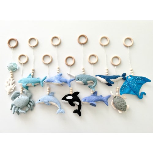 Sea baby gym hanging toys, baby activity center toy, blue baby play gym toys, montessori toys, sea nursery accessory, baby shower gift