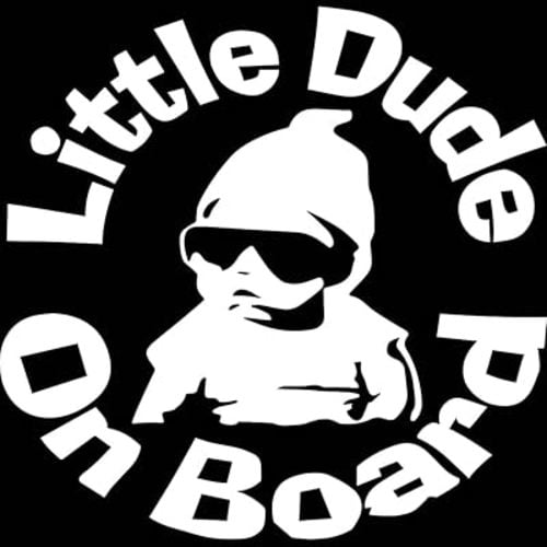 HungMieh Baby On Board Sticker for Cars, Little Dude Decal, Funny Carlos From The Hangover Safety Sign 5.9In (Reflective Silver)