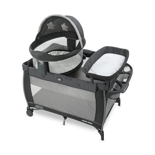 Graco® Pack n Play Dome LX Playard with Baby Bassinet Lightweight Portable Crib Push-Button Fold Travel Crib Redmond Convertible