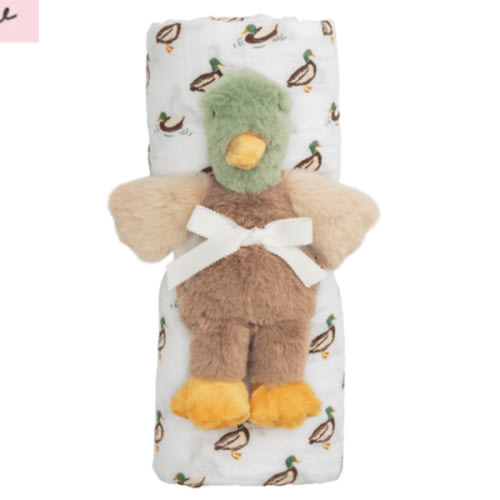 Mallard Swaddle & Rattle Set – 2-Piece Baby Gift | Mud Pie