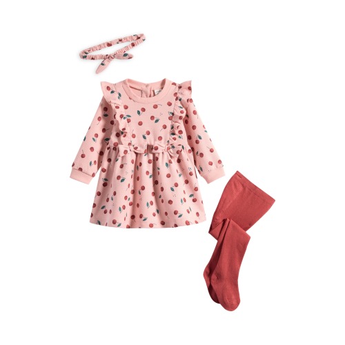 Ruffle Yoke Dress, Tights & Headband Set