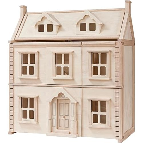 PlanToys® Victorian Wooden Dollhouse | 3-Story Large Doll House with Attic, Opening Panels & Sliding Windows | Pretend Play Dollhouse Compatible with 1:12 Scale Furniture & Wooden Dolls
