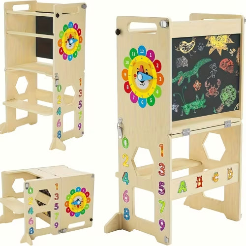 4 in 1 toddler standing tower blackboard - Temu