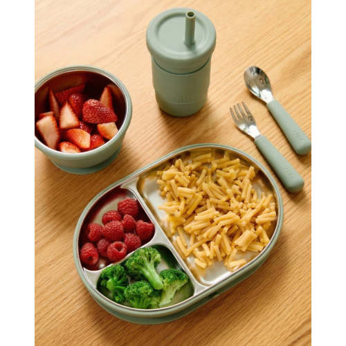 Stainless Mealtime Essentials - 5pc Set - Sage
