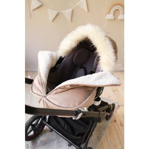 Baby car seat cover/ baby  car seat cocoon - Velvet - beige