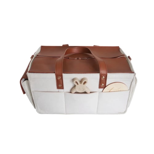 The Caddy Bag Set - Vegan Leather Top (Cream/Tan)