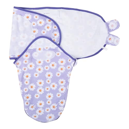 LollyBanks Newborn Sleep Sack, 100% Organic Cotton Baby Girl Swaddle 0-3 Months with Easy Zipper, Gentle and Lightweight Infant Swaddle Wrap, Baby Essential (Daisy Print)