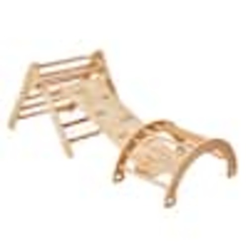 SKYSHALO Pikler Triangle Set, 5 in 1 Toddler Climbing Toys Indoor Playground, Ramp and Arch, Montessori Climbing Set, Wood SJTZSJTYMSLM65JEDV0-1018