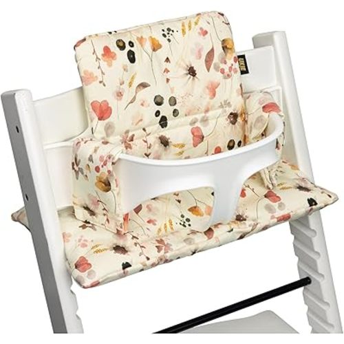 UKJE Cushion Compatible with Stokke Tripp Trapp - Soft Seat for Infants, Babies & Toddlers, High Chair Accessories, Cotton Fabric Insert, Easy to Install, Handmade in Europe (Wild Flowers)