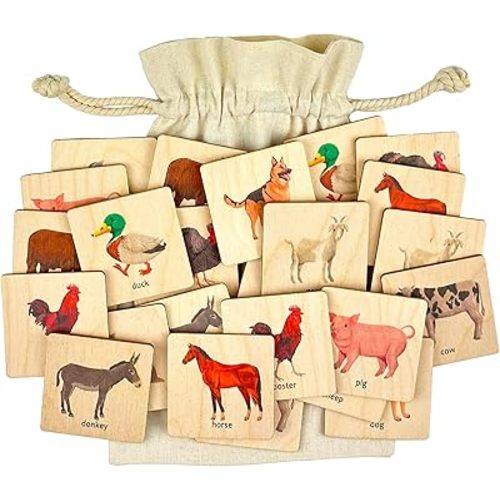 Wooden African Animals Memory Game, Safari Animals Montessori Toys, Wood Wild Animals Memory Game, Homeschool Activity, Toddler Gift, Nephew Gift, Birthday Boy Gift, Memory Tiles (4.5x4.5cm)