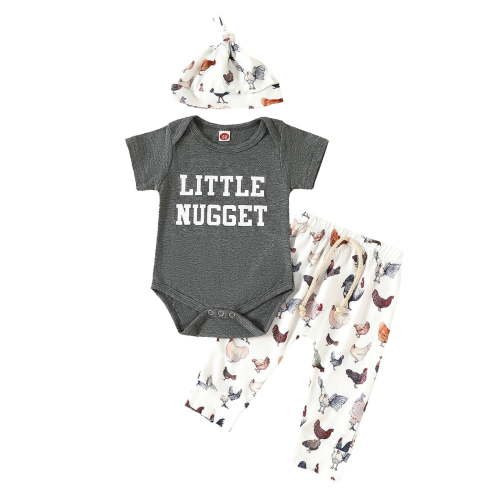 Cathalem Baby Boy Outfits Newborn Baby Boy Summer Clothes Button Short Sleeve Romper Bodysuit Shorts Set Toddler Soft Waffle Outfit (Grey,80)