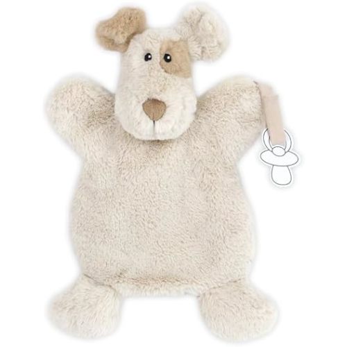 MON AMI Bogart Puppy Pacifier Holder & Security Blanket – Soft Plush Hand Puppet for Babies – Multi-Functional Soothing Toy & Travel Buddy – Pacifier Keeper & Comfort Blanket for Newborns & Infants