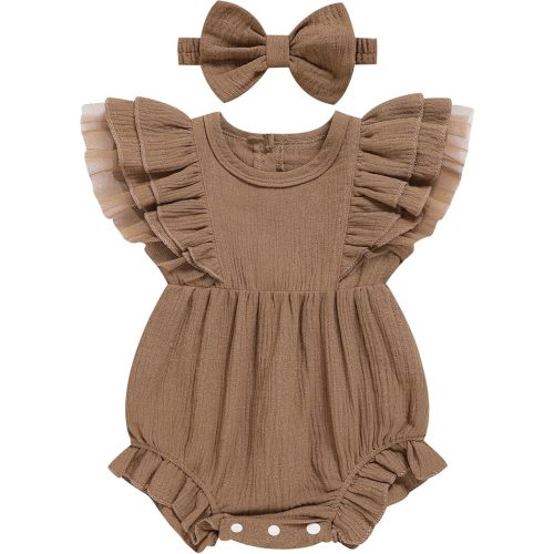 TITKKOP Ruffle Bubble Romper for Baby Girl | One-Piece Shorts Jumpsuit | Summer Outfit & Dress for Infants 0-18M