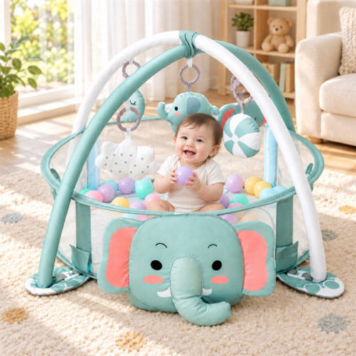 dearlomum Elephant Baby Play Mat Baby Gym,Ball Pit Including 30 with 5 Infant Learning Sensory Baby Toys & Reviews | Wayfair