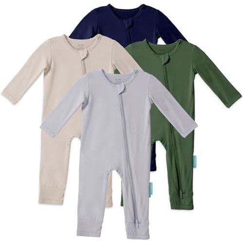 Baby Long Sleeve Romper Jumpsuit, Premium Soft Rayon One Piece Pajamas Boy Girl 2-Way Zipper Coverall Sleeper