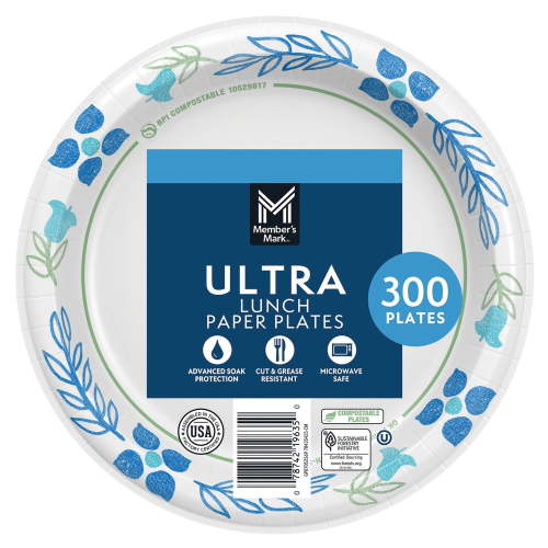 Member's Mark Ultra Lunch Paper Plates, 8.5", 300 ct.