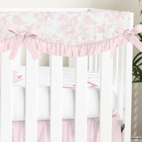 Fancy Bow Toile Scalloped Crib Rail Cover