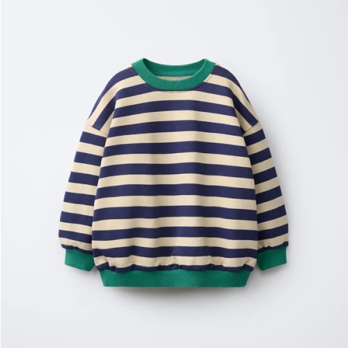 CONTRAST STRIPED SWEATSHIRT - Ecru / Blue | ZARA United States
