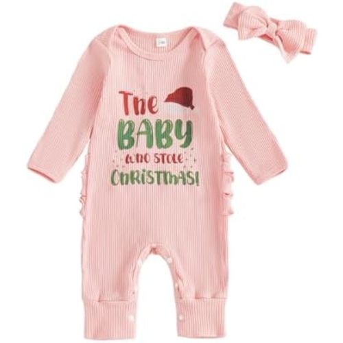Newborn Baby Girl Rib Knit Long Sleeve Ribbed Knitted Printed Romper Ruffle Butts Jumpsuit One Piece Infant Outfit