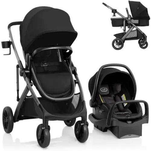 Evenflo Pivot Suite Modular Travel System with LiteMax Infant Car Seat (Dunloe Black)