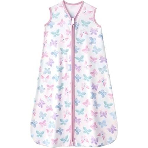 Baby Sleep Sack 0-6 months, 100% Cotton Sleep Sack for Newborn, Wearable Blanket Baby, 0.5 Tog Lightweight Double Zipper Sleeping Bag Butterfly 1 Pack