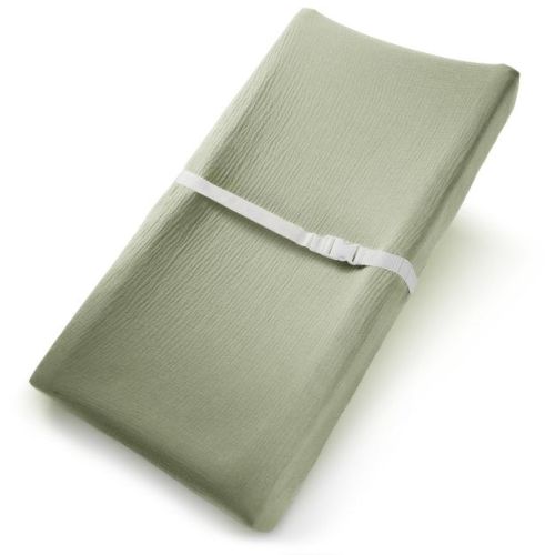 Muslin Fitted Changing Pad Cover, Extra Soft Diaper Changing Station Covers for Baby Girls Boys, Changing Pad Sheets by Comfy Cubs - Sage