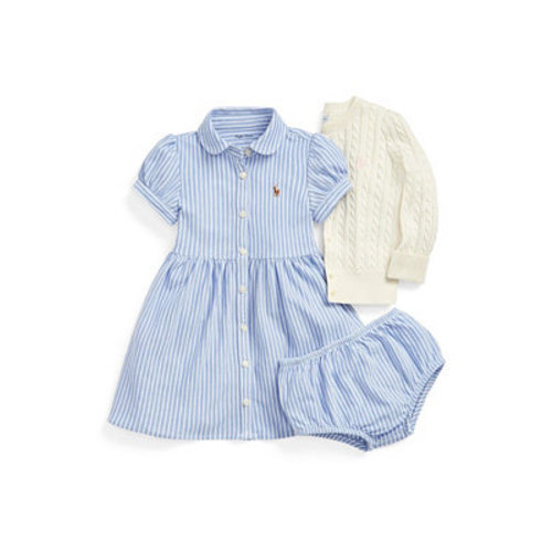 Baby Girls Cable Cardigan and Oxford Dress Separates