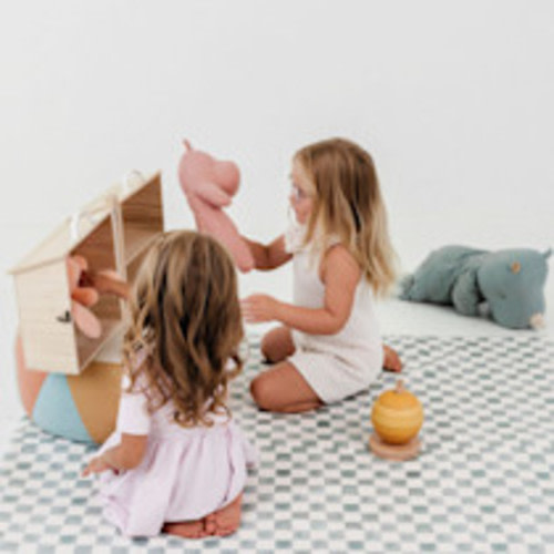 Toki Kids Standard Vegan Leather Play Mat - Checker Matcha