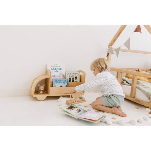 Car Kids bookshelf, Montessori Furniture, Christmas gift for Toddler Boy, Montessori book shelf, Nursery minimal decor,Truck theme play room