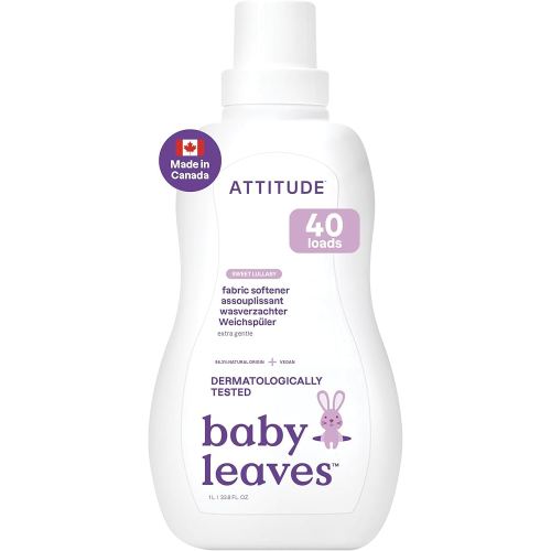 ATTITUDE Baby Fabric Softener, Made in Canada, Plant and Mineral-Based Ingredients, HE Compatible, Vegan and Cruelty-free Laundry and Household Products, Sweet Lullaby, 40 Loads, 1.04 Liter