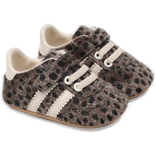 Bellocasa Baby Boys Girls Sneakers Toddler Non-Slip Soft Rubber Sole First Walking Shoes Infant Newborn Crib Dress Shoes
