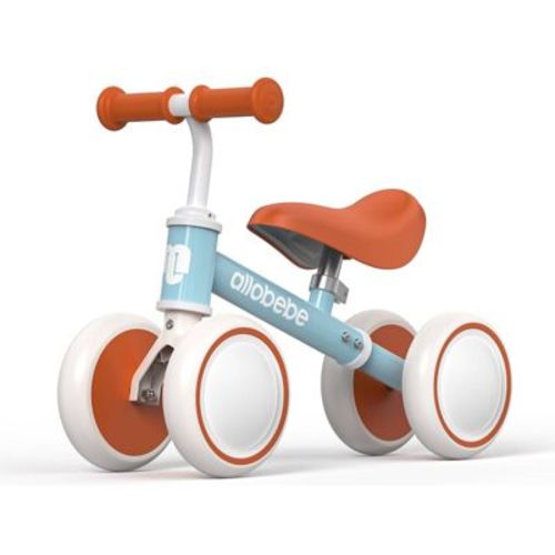 Allobebe Toddler Balance Ride-On Bike 4-Wheeled 12-36 Months Adjustable Seat Quiet Wheels - Mint Green