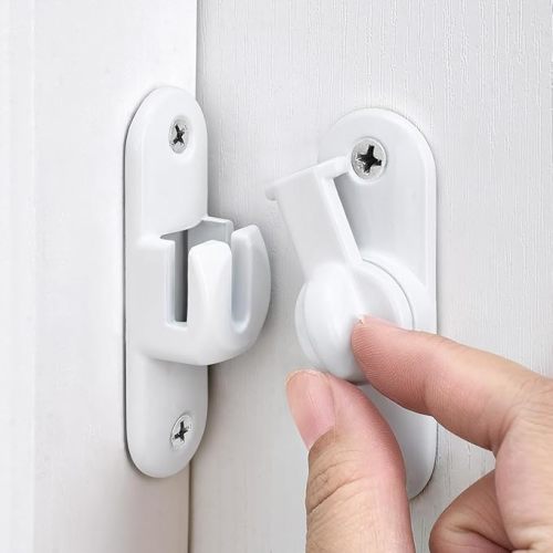 White Barn Door Latches,90/180 Degree Gate Lock,Flip Gate Latches Hardware,Zinc Alloy Right Angle Door Lock Latch,Door Security Sliding Door Latch Lock for Cabinets,Bathroom