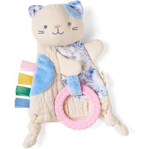 Itzy Ritzy Bitzy Crinkle Sensory Toy with Teething Toy, 0+ Months (Kitty)