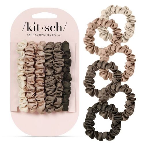 Kitsch Skinny Satin Scrunchies - 6pk: Hair Styling, Securing Hair, All Hair Types