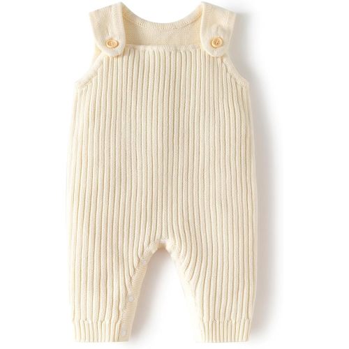 100% Cotton Baby Knitted Jumpsuit, Ribbed Sleeveless Romper for Infants and Toddlers Overall Bodysuit Newborn Gifts