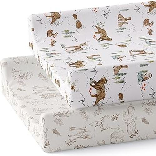 Baby Changing Pad Cover 2-Pack for Boys, Girls (Magic Forest) - Premium Fitted Sheets Baby Diaper Changing Table Cover - Buttery Soft Cotton Blend