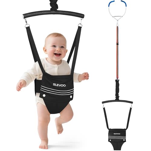 Slevoo Baby Jumper, Baby Doorway Jumper for Babies 6-12 Months, with Easy to Use Clamp and Adjustable Strap, Black