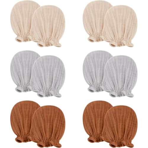 Pro Goleem Muslin Baby Mittens for Newborn, 100% Cotton No Scratch Soft Breathable Gloves for Boys and Girls 0-6 months