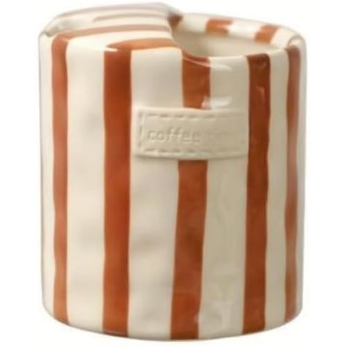 Retro Striped Hand-Painted Ceramic Mark Hand-Held Cup Heat-Resistant Non-Slip Double-Enjoy Cup for Milk Coffee Juice Latte Hot Cold Drinks Valentine's Day Mother's Day Christmas Gift Drinkware (Brown)