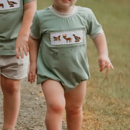 Hand Smocked Wildlife Bubble