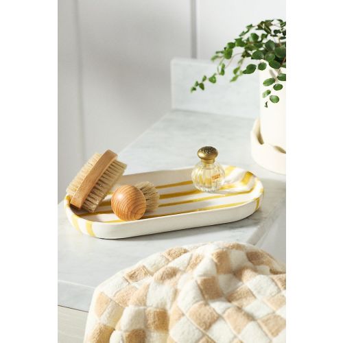 Striped Ceramic Bath Tray