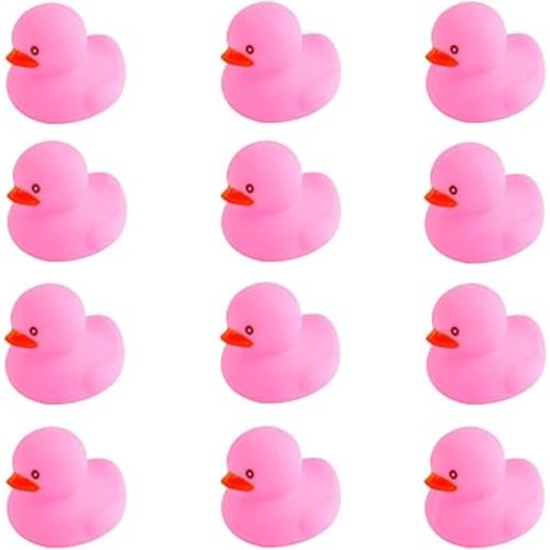 umbresen Pink Rubber Ducks Preschool Bath Toys Bathtub Duckies Gift for Baby Shower Infants Toddlers Car Pool Float Halloween Adults Party Favors Carnival Decorations (Small Pink 2.2''-12pcs)