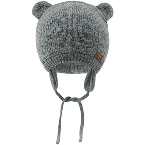 BAVST Baby Beanie Hat for Winter with Earfalp Cute Bear Kids Toddler Girls Boys Warm Knit Cap 0-36M