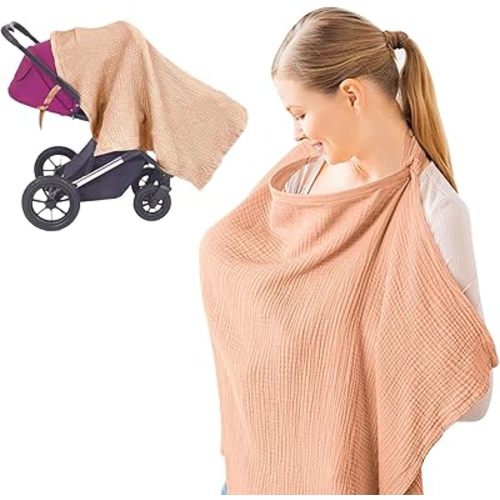 Breastfeeding Nursing Cover, 100% Cotton Nursing Scarf cover Mother Nursing Apron, (pink)