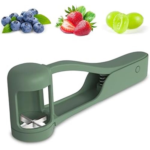 LYLHZRMDGC 1 Pack Stainless Steel Grape Cutter for Toddlers, Multi-Function Slicer for Fruit and Veggies, Safe Kitchen Gadget(Green), Send Goods from Local Warehouse