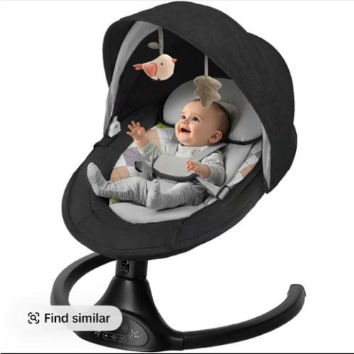 COMOMY Baby Swing for Infants | Hands-Free Baby Soother | 5 Sway Speeds & 10 Songs | Portable Infant Rocker for Newborns 0-6 Months, Electric Bouncer for Babies,Portable Swing for Baby Boy Girl,Remote Control Indoor Baby Rocker,1 Seat Positions, Bluetooth